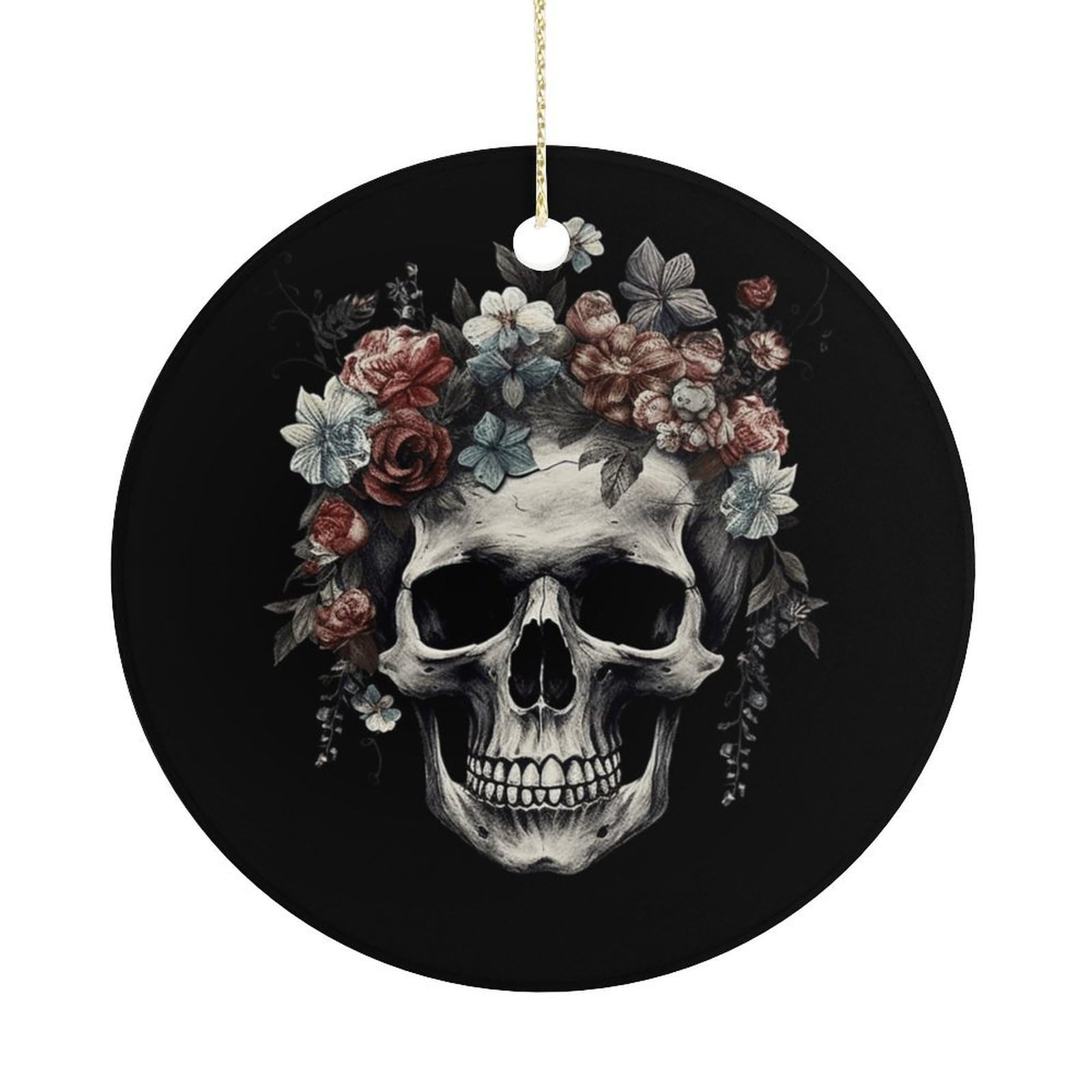 Adfgyerh Women's Style Skull In Darkness Hanging Ceramic Ornaments, Christmas Tree Decorations, Funny Home Decor Gifts For Sisters & Work Best Friends