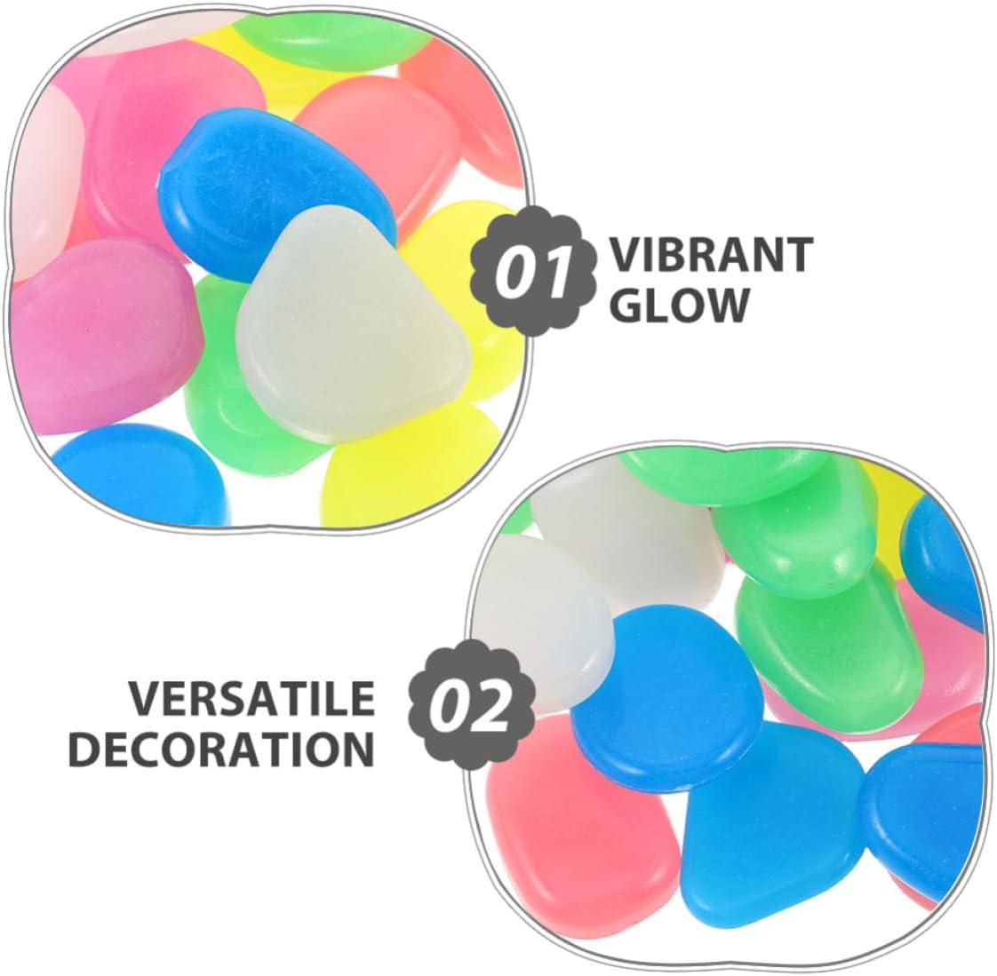 NUOBESTY Pebbles 4.5cm Resin 55pcs Glow in Dark, for Garden and Aquarium