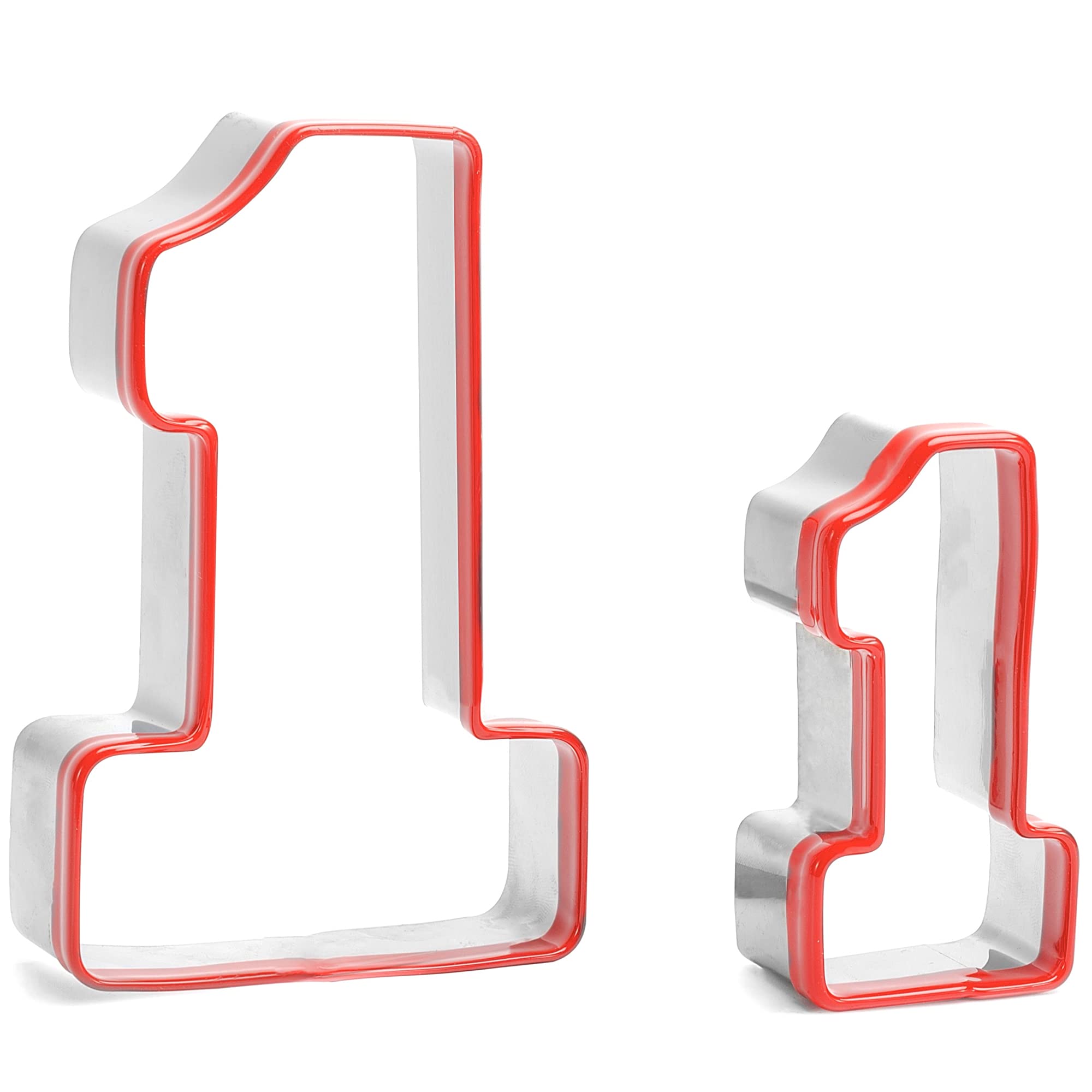 COOKIEQUE 2-Piece Number One / #1 Cookie Cutters, 4" 3.5",Unique Design with Protective Red Top PVC