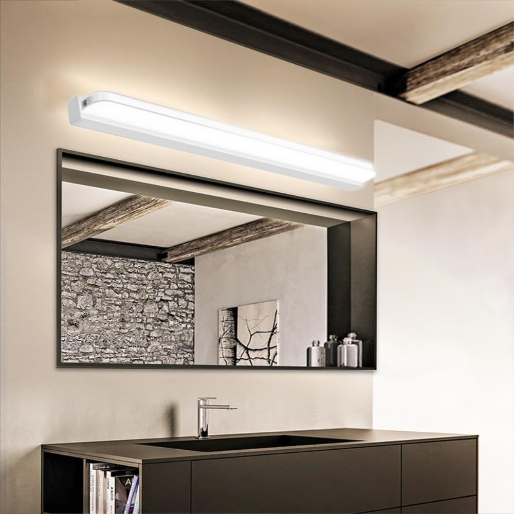 XINYASEE Lampe miroir de salle de bain, applique murale LED en acier inoxydable, 40-50-60cm 9-12-14W 6000K Lumière blanche froide Etanche (non-variable) (Blanc, 60CM)