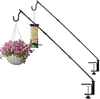 Vista 1 de Gancho de cubierta de valla resistente de 31 pulgadas, barra giratoria sólida para comedero de pájaros, soporte extendido ajustable de 360°, ganchos