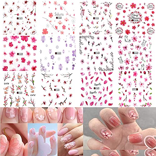 Nagelsticker,24 Blatt Blumen Nail Art Sticker 3D Wassertransfer, Nagelaufkleber, Kirsche Sonnenblume Sommer nageldesign… – Bild 4