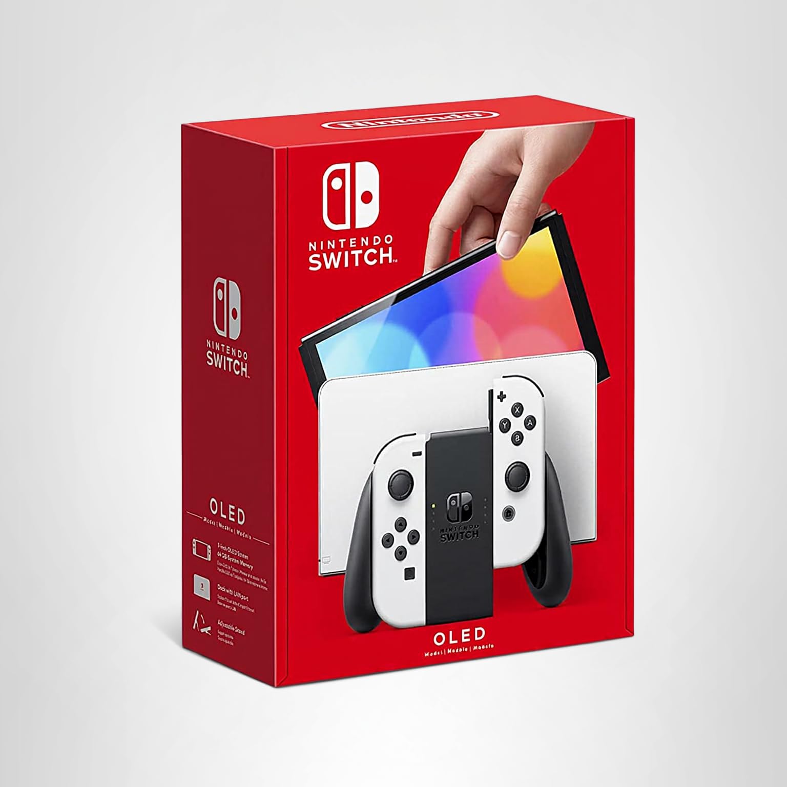 Nintendo Switch – OLED Model w/Neon Red & Neon Blue Joy-Con: White Console