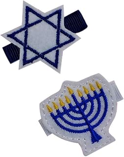 Hanukkah Jewish Menorah and Star of David Hair Clip Set