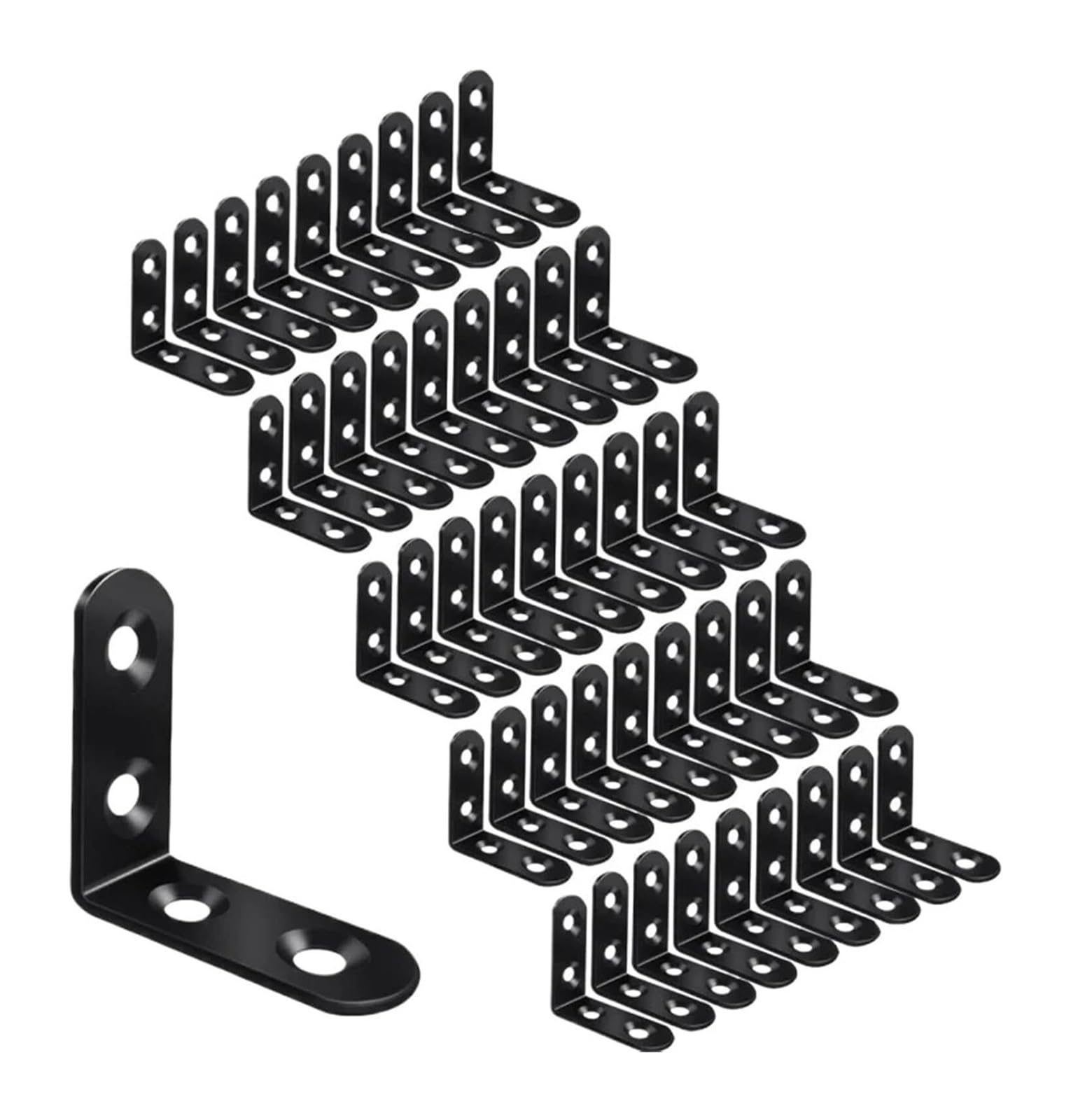 Opeximatun L-Black 40X40 50Pcs Angle Brackets, L Brackets Stainless Steel Right Angle Corner Brace With Screws(L-Black 40X40 50Pcs)