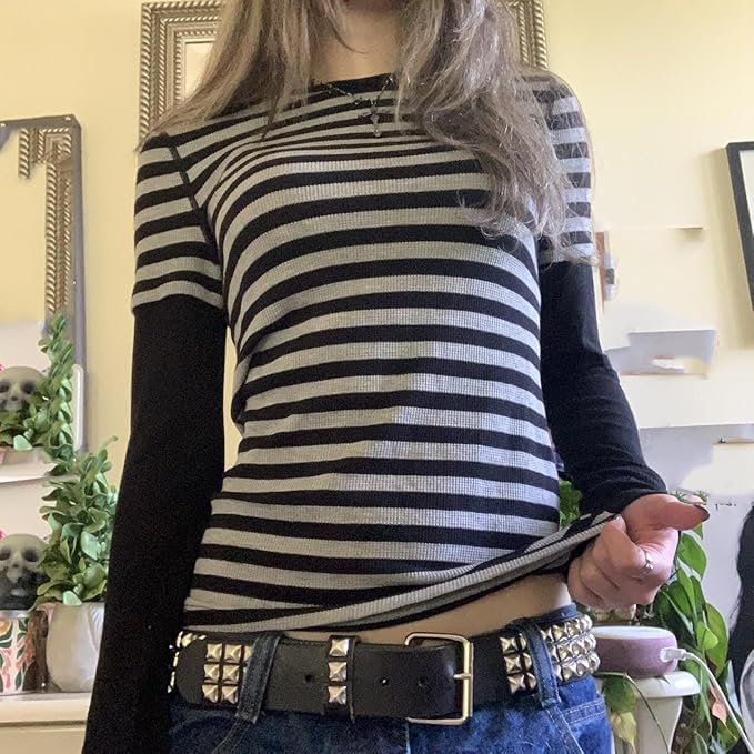 Y2k Grunge Shirts Women Long Sleeve Gothic Vintage Graphic Print Aesthetic Tops Teen Girl Emo Goth Baggy Tees - Image 2