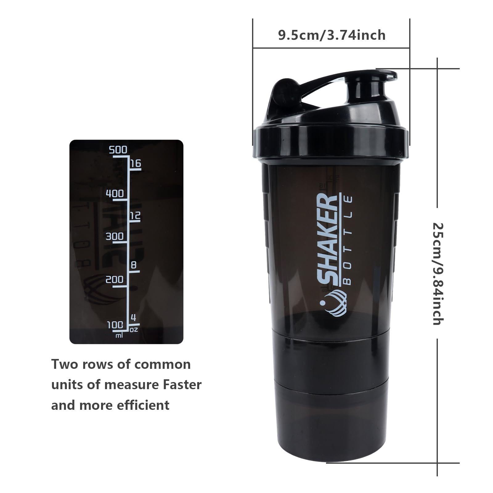 720°DGREE Fitness Shaker uberShaker - 550ml - Premium Miscelatore proteico - Prova perdite, Senza BPA - Miscelazione per frullati proteici cremosi, palestra, alimentazione - Senza scomparto polvere
