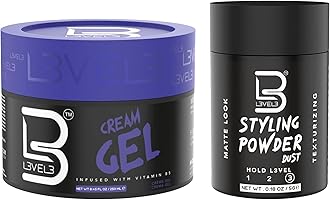 Level 3 Cream Gel - Provides Volume and Medium Hold - With Vitamins to Nourish and Protect Hair Level Three Mens Hair Styling Cream (Sample Powder Included, Small)