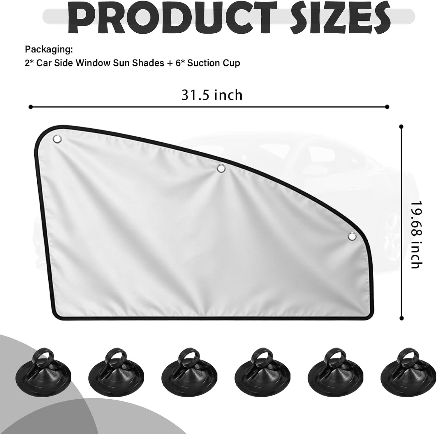 2 Pack Suction Cup Car Shades for Side Windows,Car Sun Shade Side Window for Sun Protection & Privacy,Universal Cars Privacy Curtains Cars Interior Accessories Fit Most Vehicles (Front Window/2PCS)