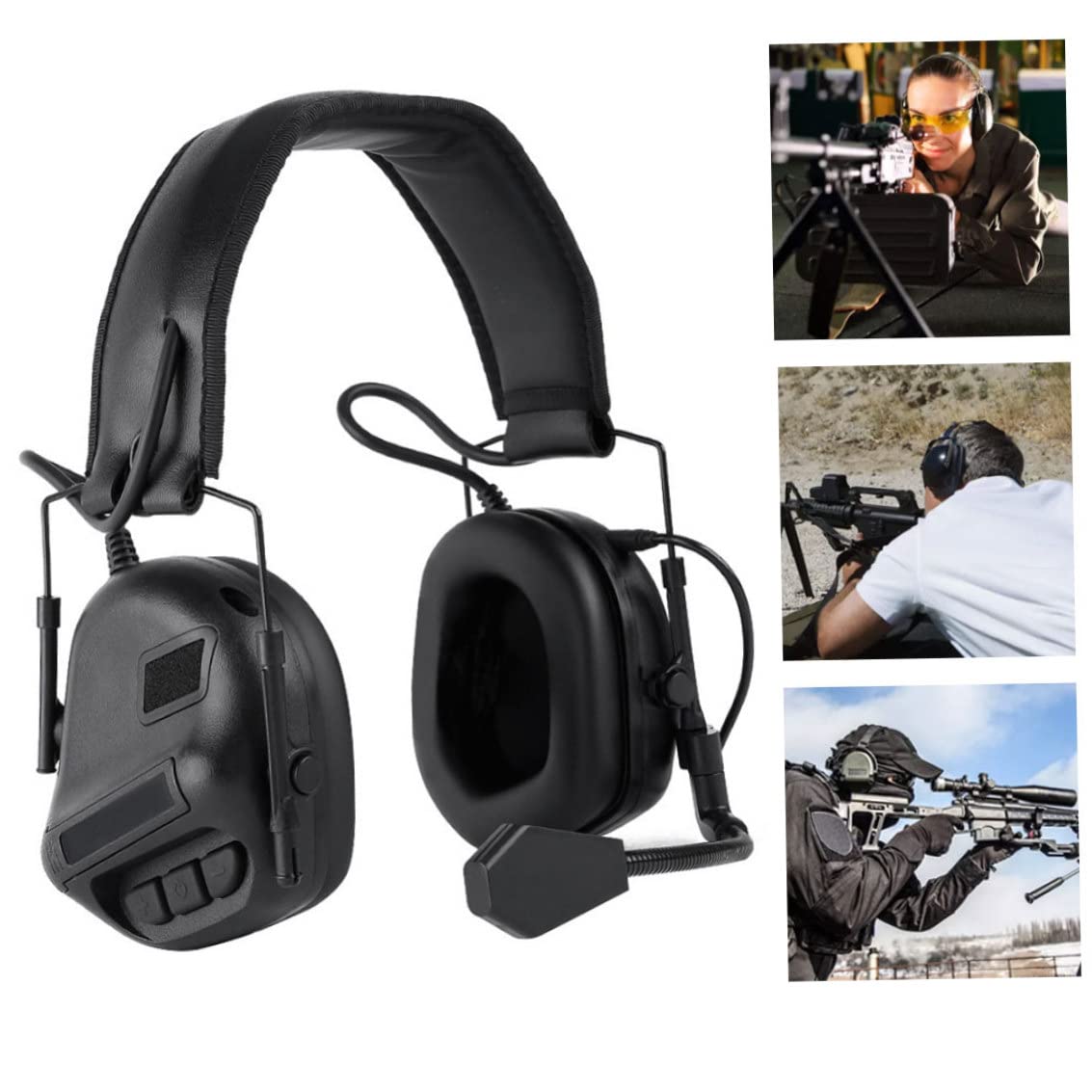 Orejeras electrónicas Reducción de Ruido Protectores auditivos Protección auditiva Auriculares antirruido con micrófono para Mujeres y Hombres Negro