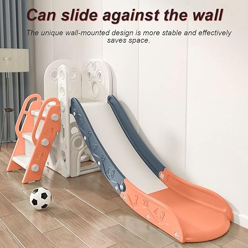 Miniatura 7 de Tobogán infantil adecuado para niños de 1 a 12 años de edad para jugar y escalar en el tobogán. Equipado con baloncesto y espacio de almacenamiento