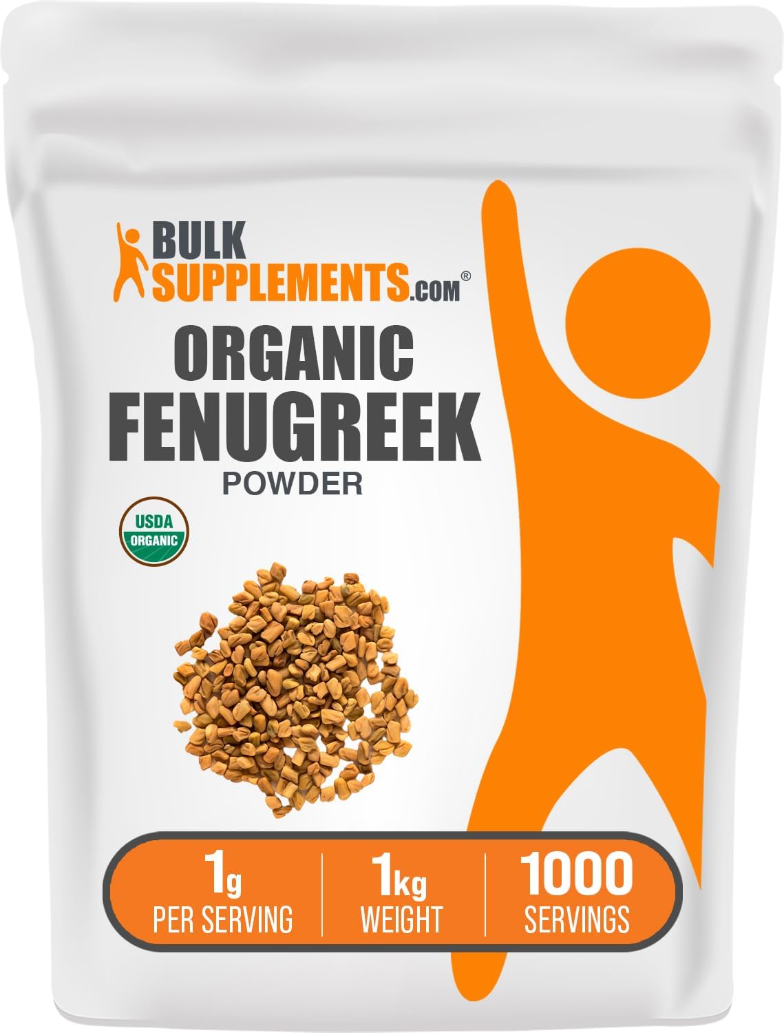 BulkSupplements.com Organic Fenugreek Powder - from Organic Fenugreek Seeds, Trigonella foenum-graecum - Gluten Free, 1g per Serving, 1kg (2.2 lbs) (Pack of 1)