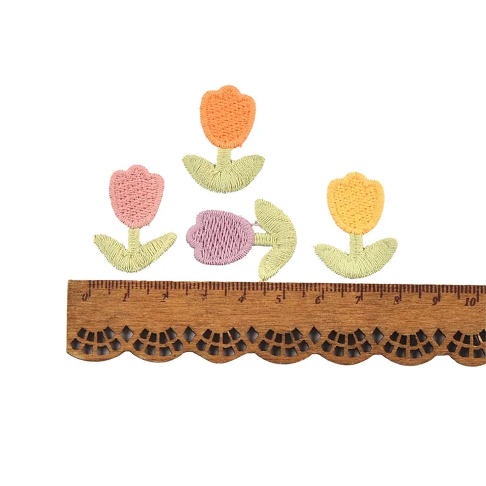 Wtaxbh Mixed-20Pcs Iron On Patches 100 Pcs 2.8X2.1cm Mix Color Tulips Patches For Sewing Accessories Clothing Hairclips Diy Crafts Decor Embroidery Flowers Appliques(Mixed-20Pcs)