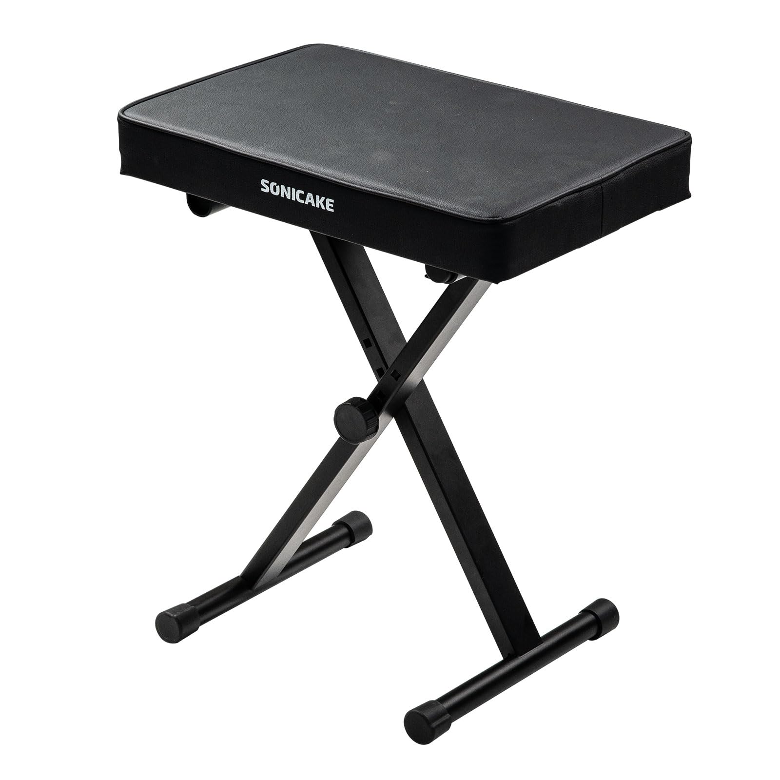SONICAKE Banco de Piano Ajustable, Taburete para Teclado con Cojín Grueso de 6 cm, Plegable y Portátil para Piano, Órgano, Sintetizador Negro