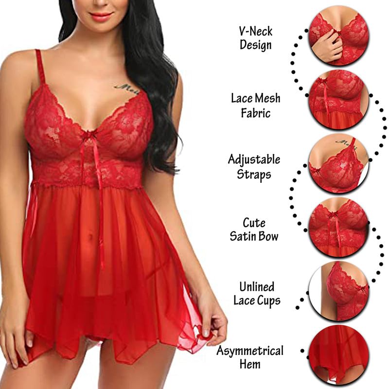 Image of Love Maker Women Honeymoon Special Babydoll Chemise Lingerie Night Dress for Wedding Night Small to 3XL