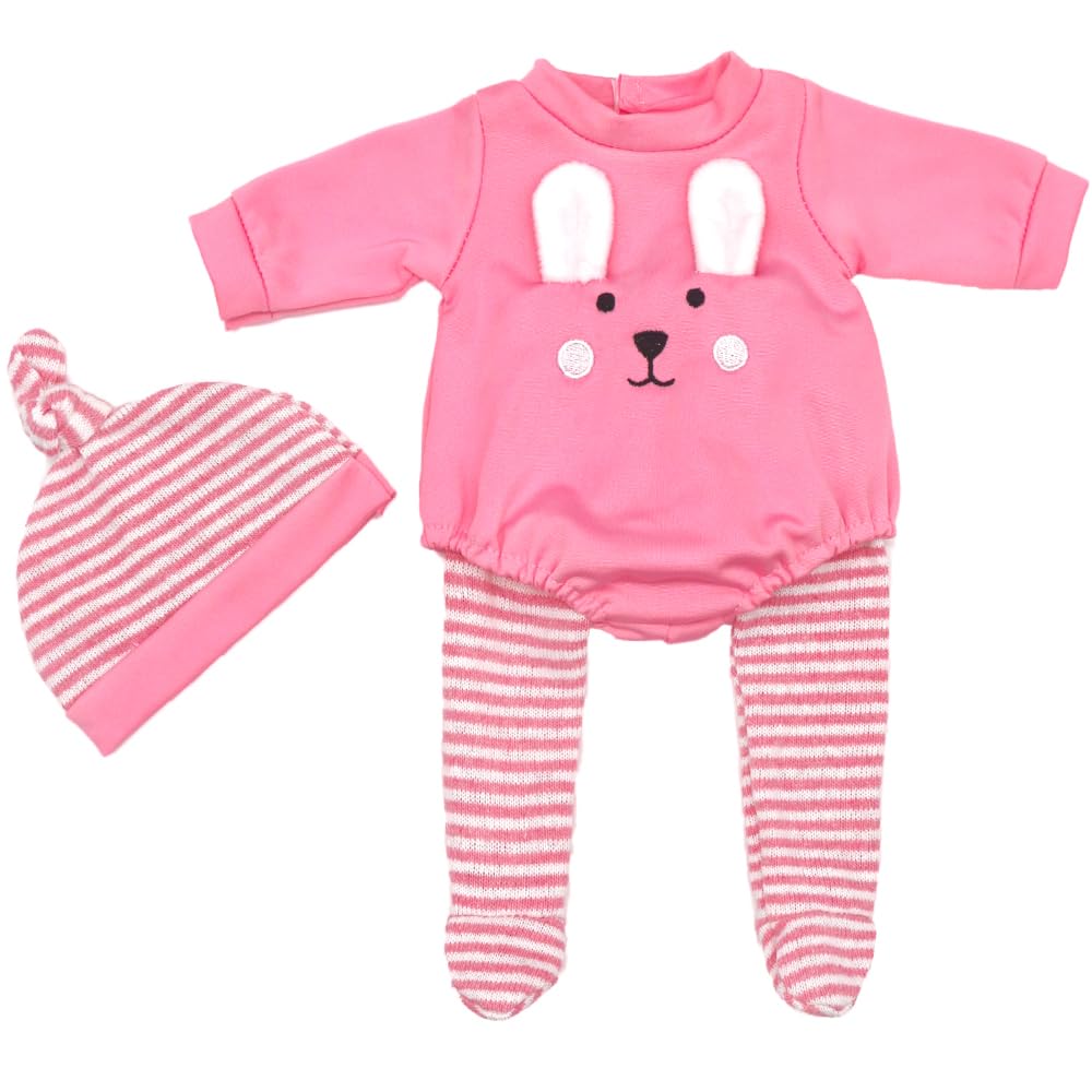 ZWOOS Ropa para Muñecas 35-43 cm, Conjunto de Conejito Rosa Compatibles con Baby Born, Baby Annabell, Nenuco y más, Regalos para Niñas y Niños