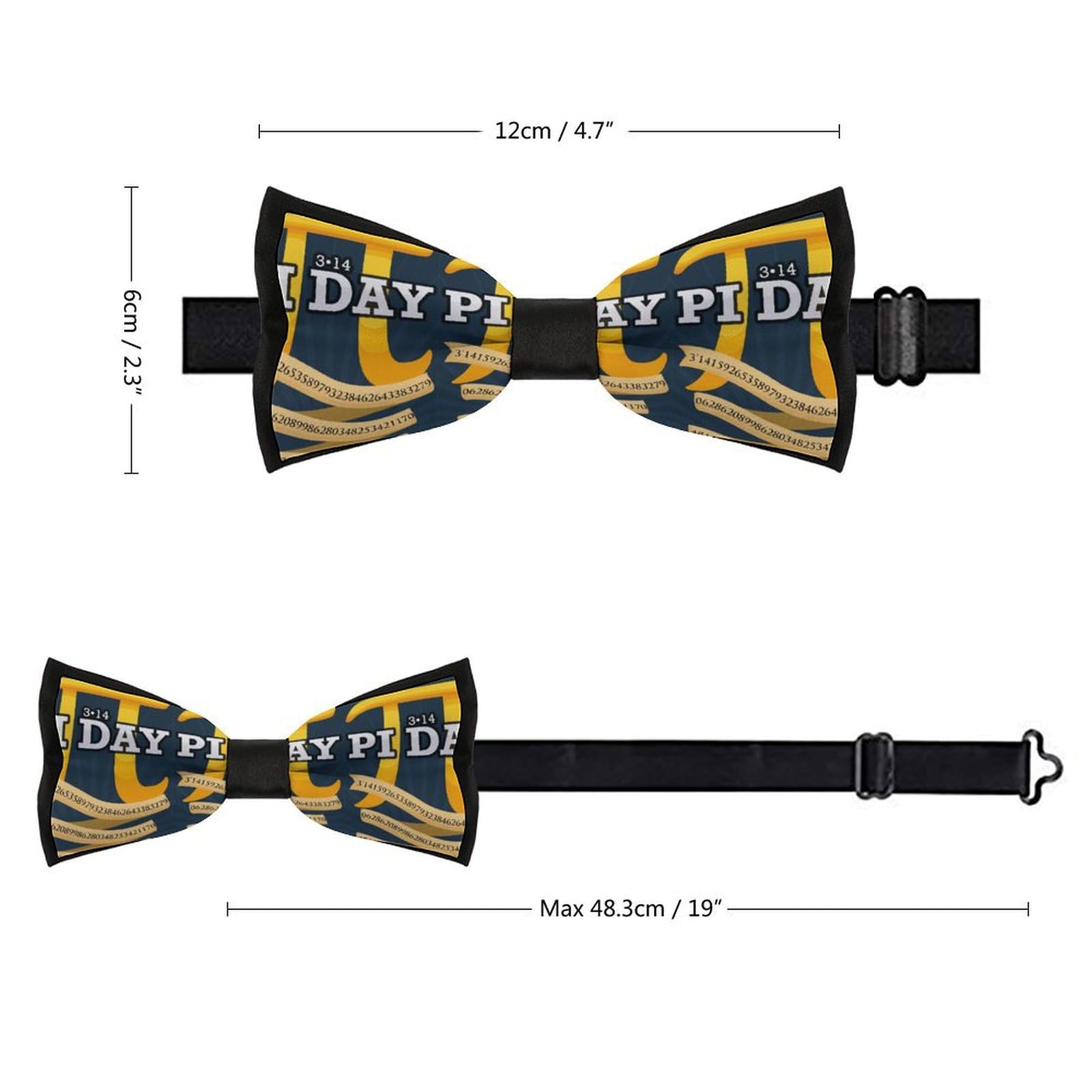 GoasNei Funny Pi Day Spiral Pi Math 3.14 Bow Tie for Men Adjustable Necktie Funny Tie Neck Ties for Weddings Party
