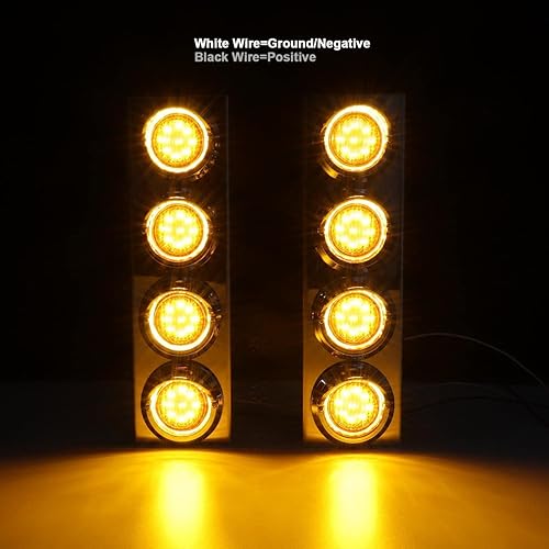 Miniatura 3 de Partsam Barra de luz delantera con filtro de aire para camión remolque, 2 pulgadas, 36-2538 LED con visera ámbar lente ámbar luz para Western Star