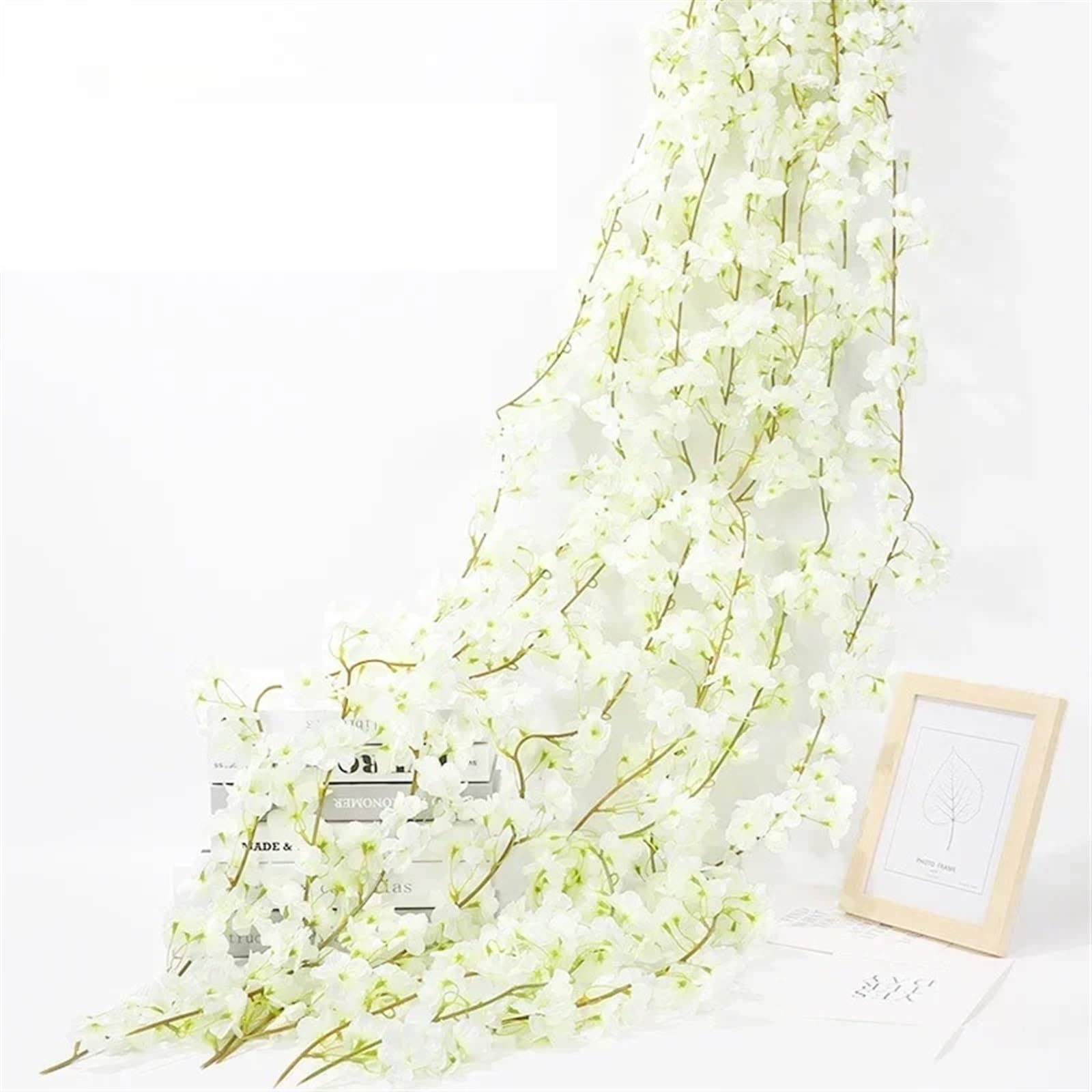 MNUvxzaewf Sakura Rattan Christmas Ornament Hanging Garland Wedding Home Decoration(1.8m white)