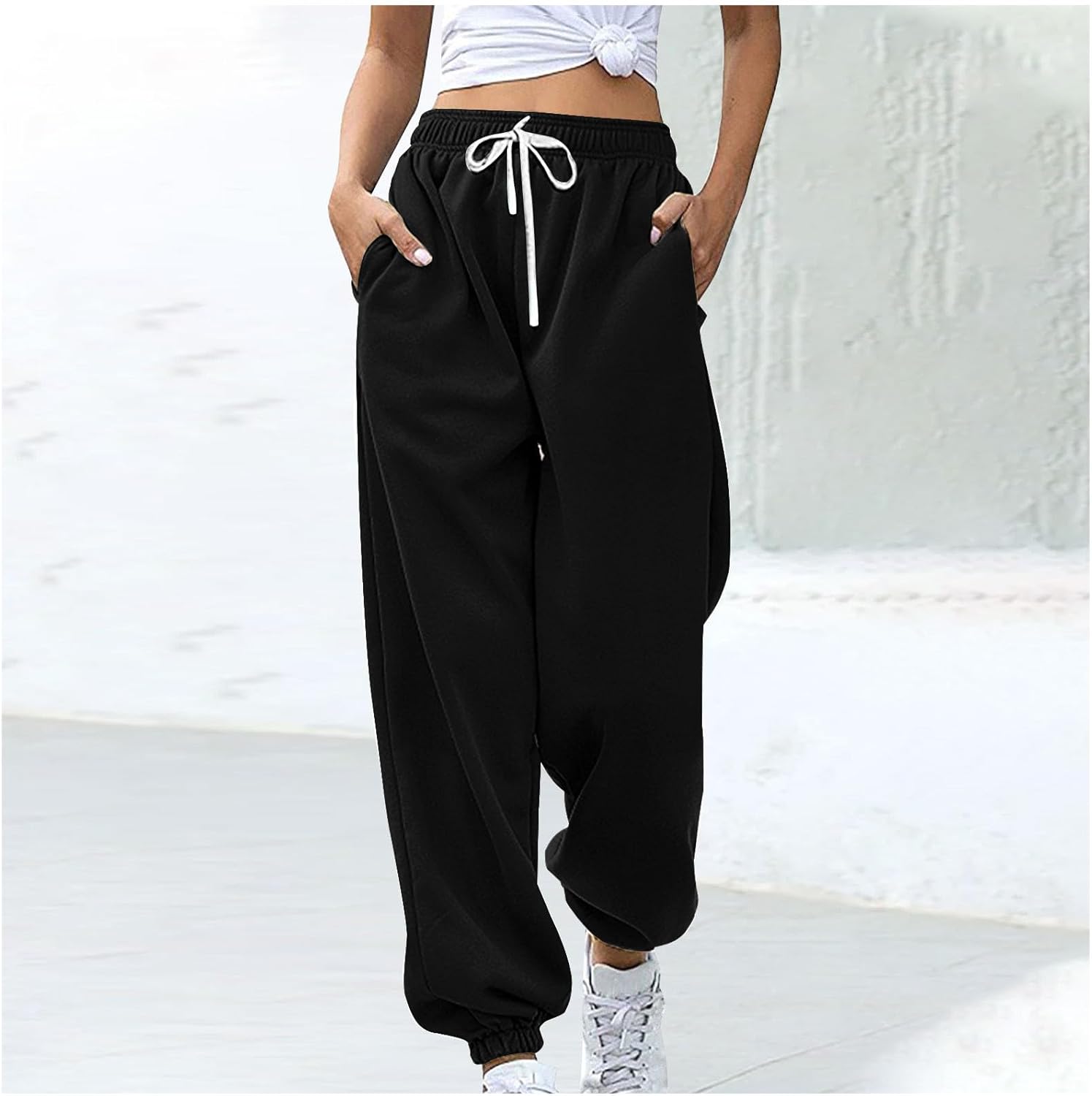 Binmer Custom Sweatpants Jogger Pants for Womens, Personalized Design Your Own Add Image Text Photo Drawstring Sport Trousers - Image 5