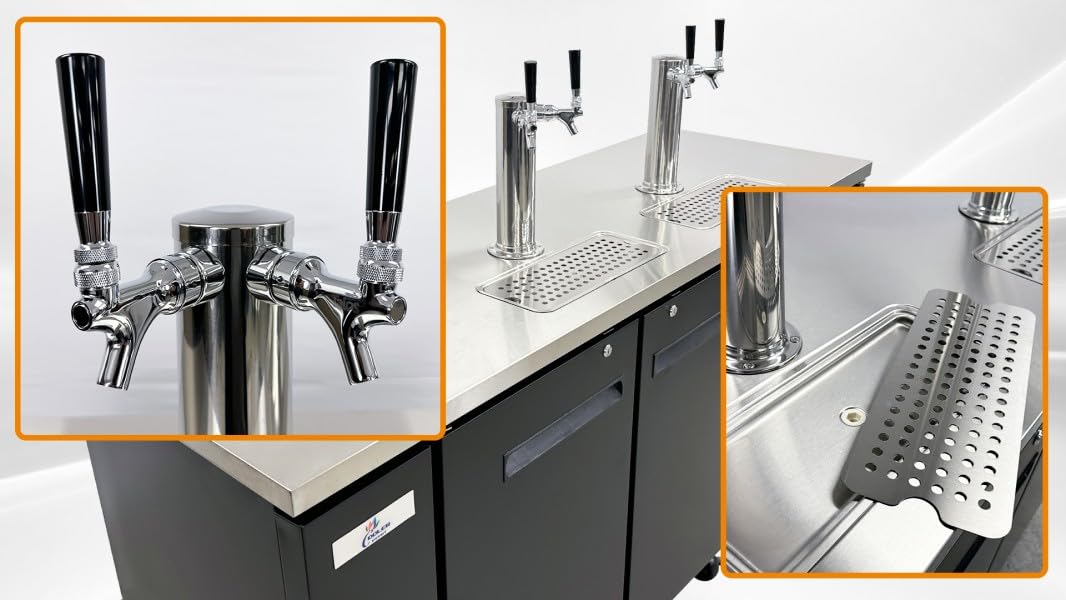 Cooler Depot Beer Keg Dispenser Kegerator 72" Width,2 Tower, Four Tap - Black, (3) 1/2 Keg Capacity on Fridge.com - View 6