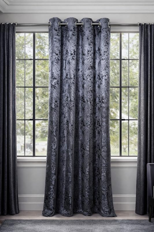 Image of Grey Velvet Blackout Curtain for Door & Window, 11 Feet Long, 70% Room Darkening, Thermal Insulated Heavy Drape, Soft Velvet Fabric, Set of 1 (335 * 121cm, Grey)
