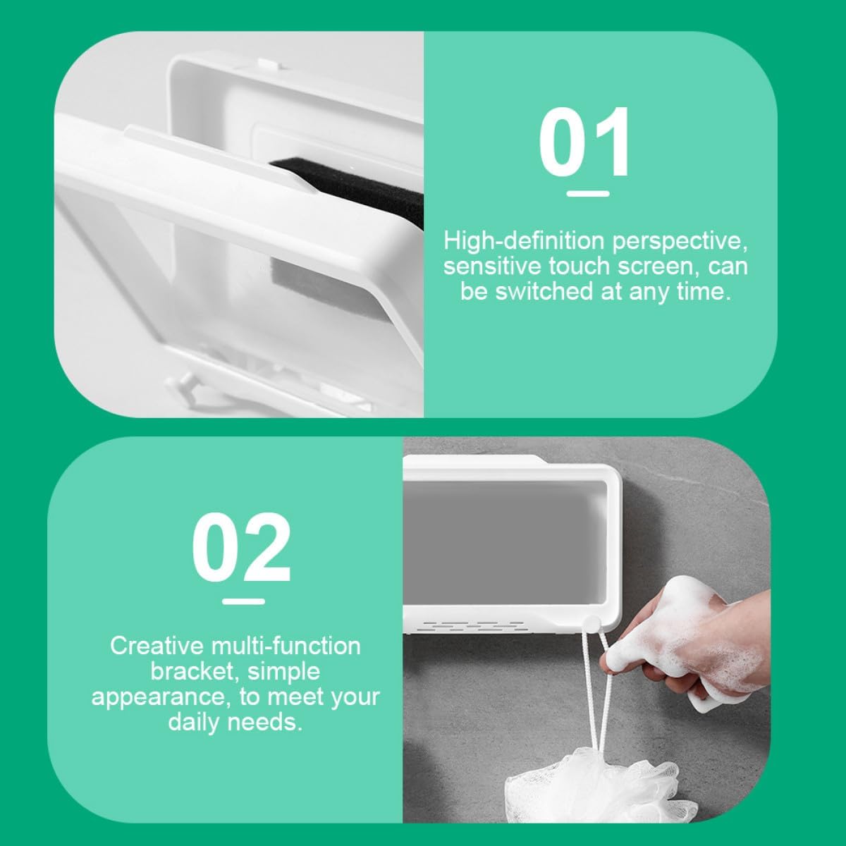 Bathroom Waterproof Phone Holder Box with PET Wall Mount image 5