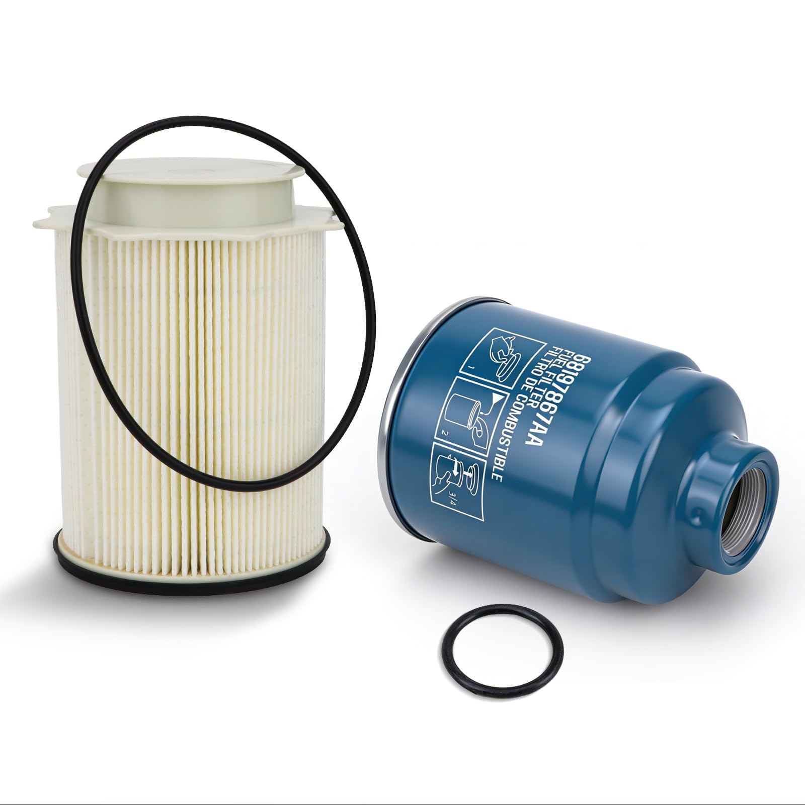6.7L Cummins Fuel Filter Water Separator Set | Replacement for 2013-2018 Dodge Ram 2500 3500 4500 5500 6.7L Cummins Turbo Diesel Engines | Replaces# 68157291AA,68197867AA