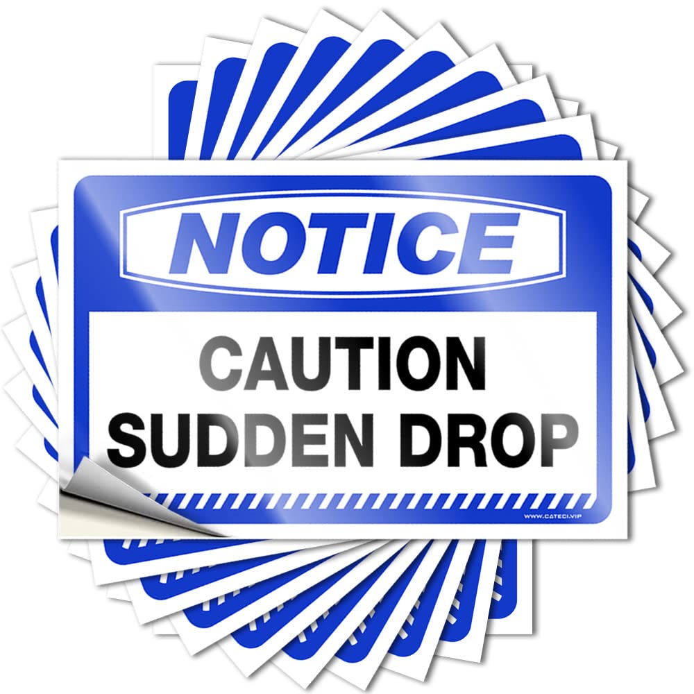 Fzfn Colour Decal Backyard Bar Decor Durable Vinyl - Notice Caution Sudden Drop Cover For Halloween Use(12X18cm)