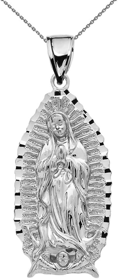 Religious Jewelry Sterling Silver Blessed Mother Mary - Our Lady of Guadalupe Pendant Necklace