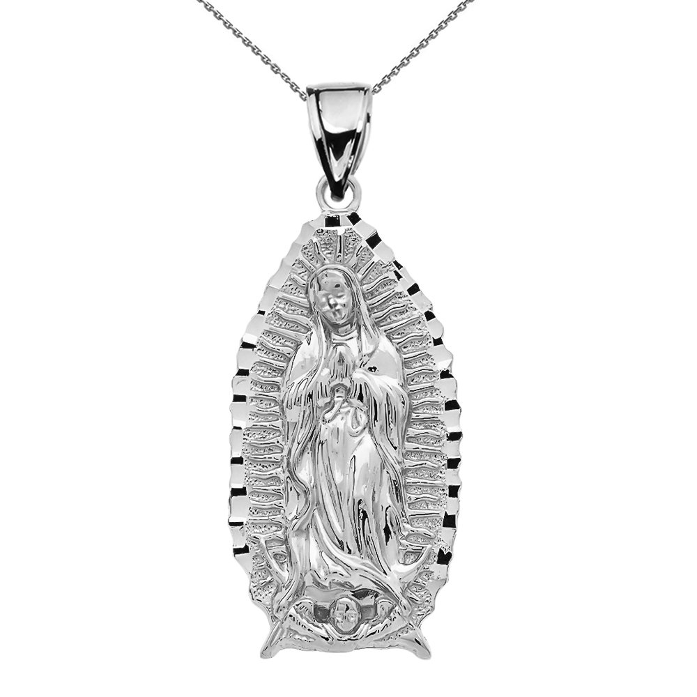 Claddagh GoldReligious Jewelry Sterling Silver Blessed Mother Mary - Our Lady of Guadalupe Pendant Necklace
