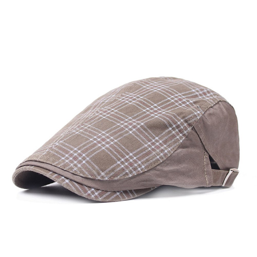 Ambysun Men's 100% Cotton Flat Cap Duckbill Ivy Gatsby Cap Adjustable Newsboy Hat