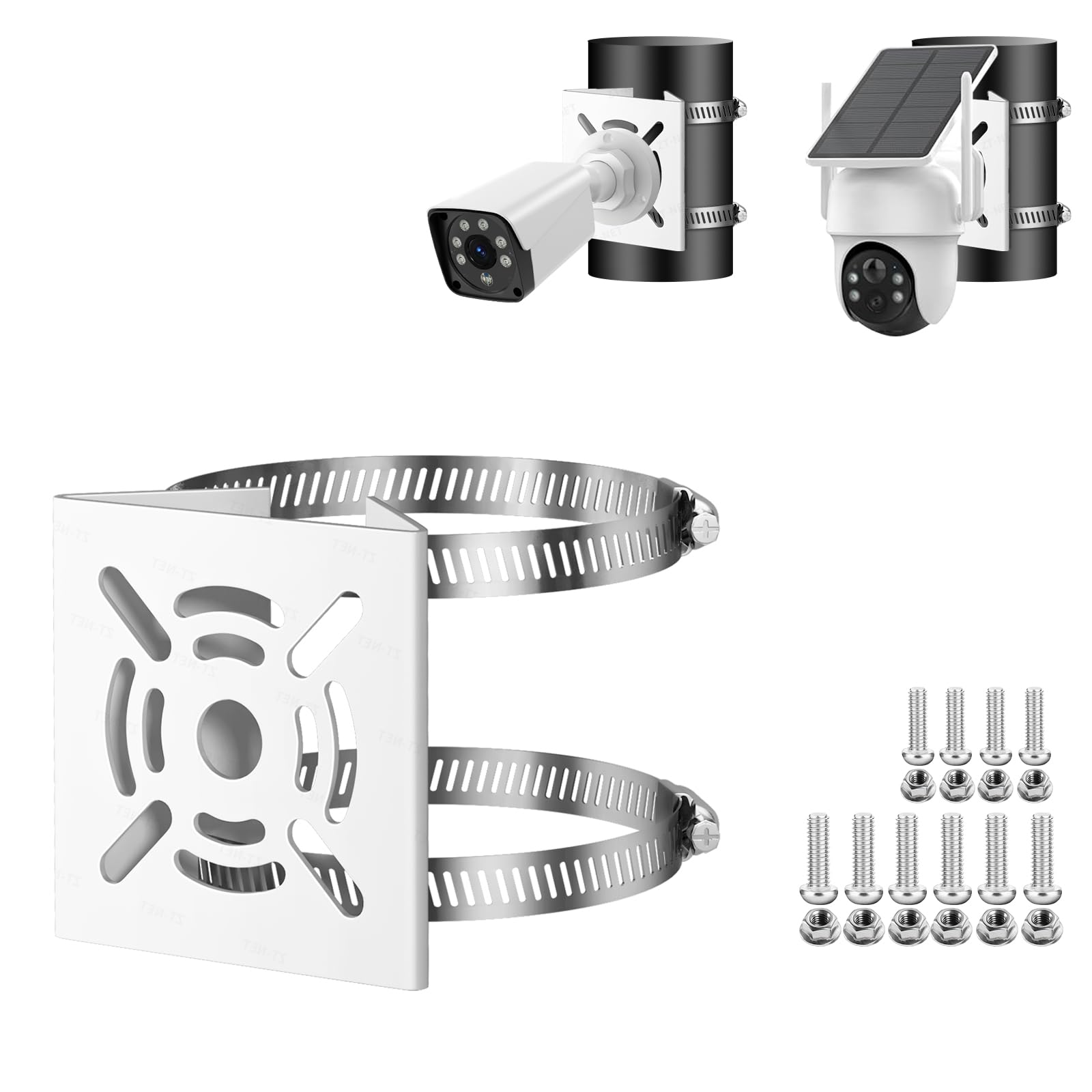 ZT-NET Universal Vertical Pole Mount for Security Camera Solid Metal Bracket with Loops