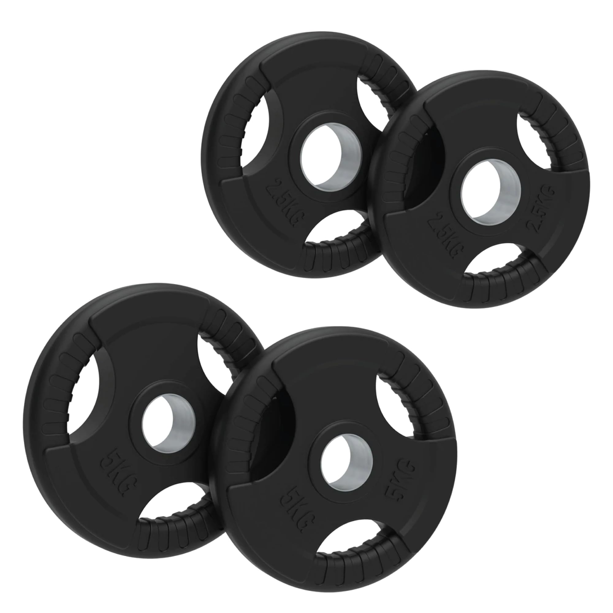 Body Revolution Black Olympic Weight Plates, Rubber Tri-Grip Barbell Weight Sets, Powerlifting & Bodybuilding Weights - Home Gym Equipment For Strength Training & Workouts By (Set 15Kg (2.5Kg+5G)