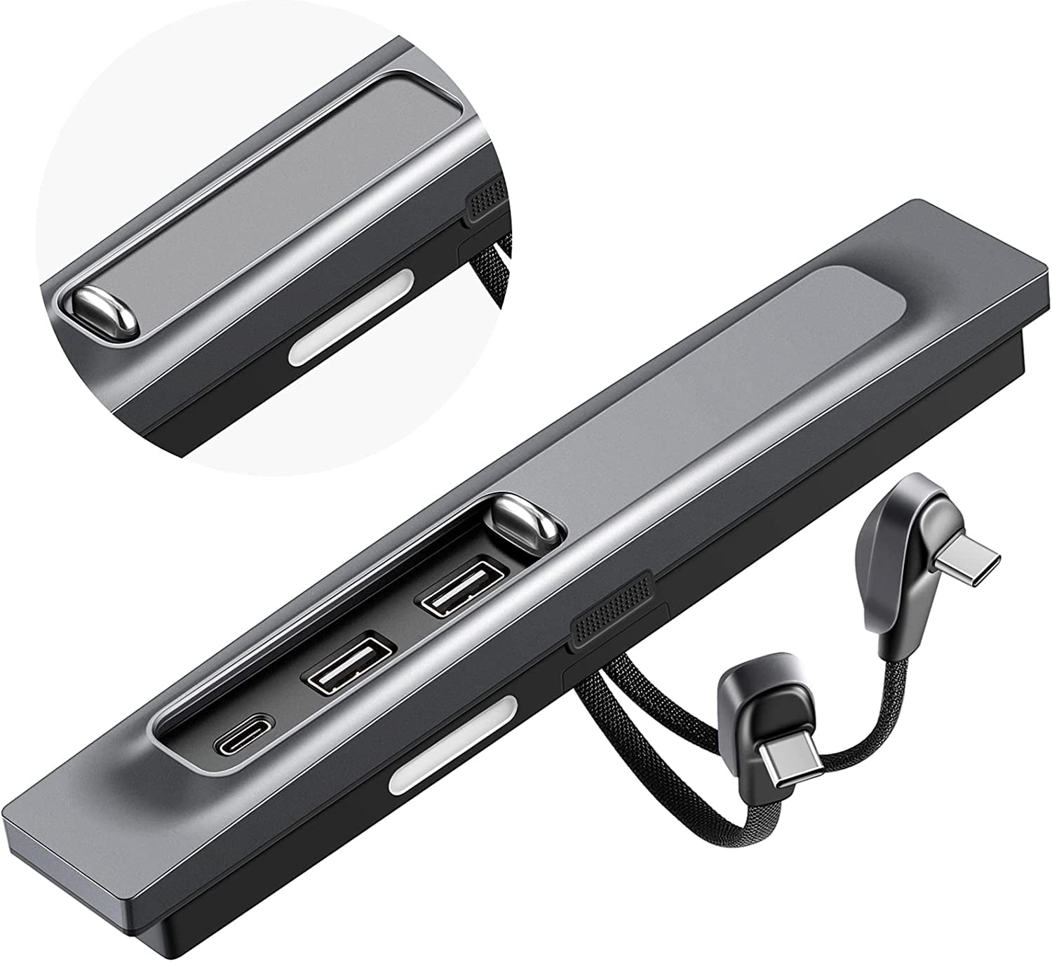 SKADE USB Hub for Tesla, 3 in 1 Docking Station USB Hub for Tesla Model 3 Model Y, Extension Cable Charger Multi-Port HUB Adapter with LED Light