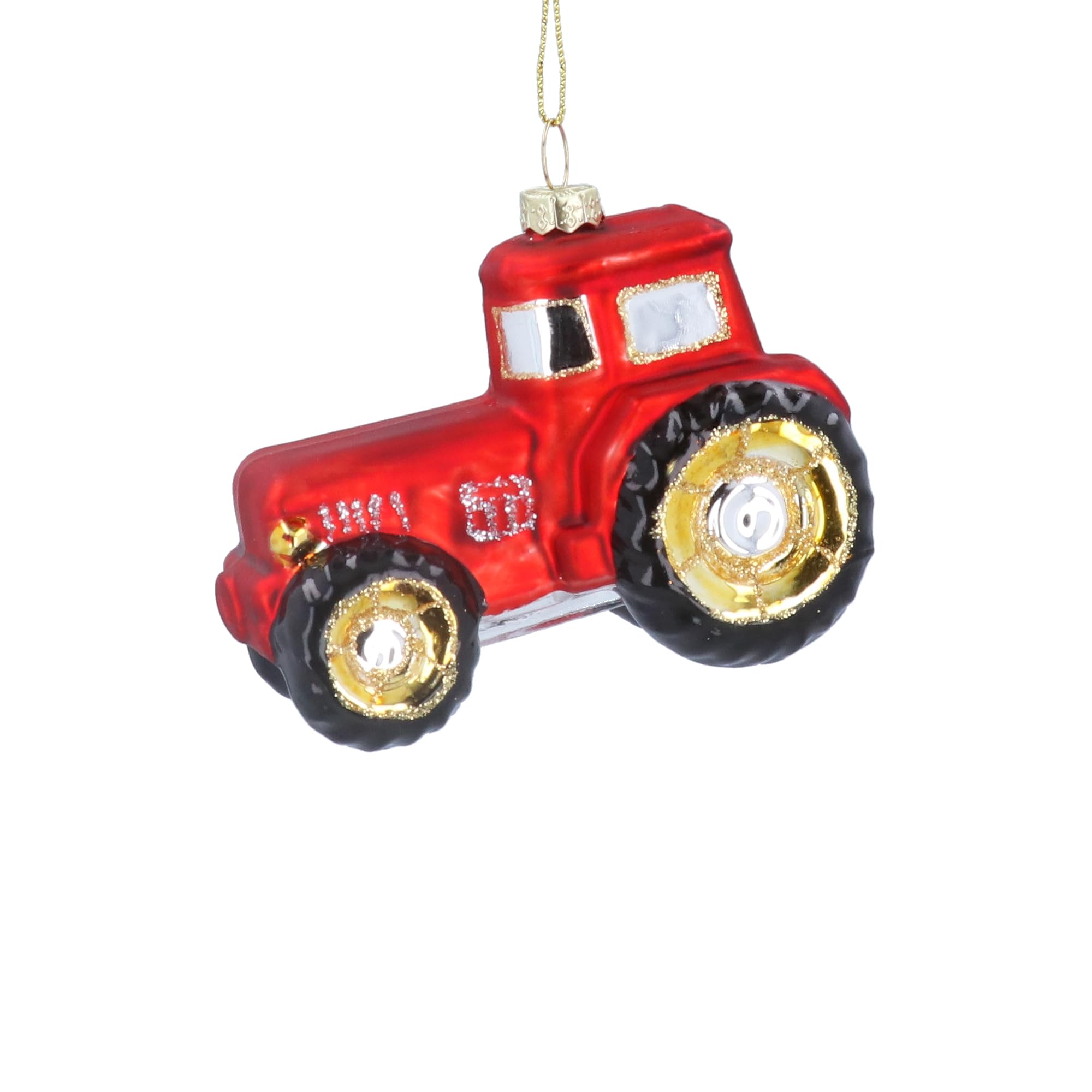 Gisela Graham Red Glass Tractor Christmas Decoration