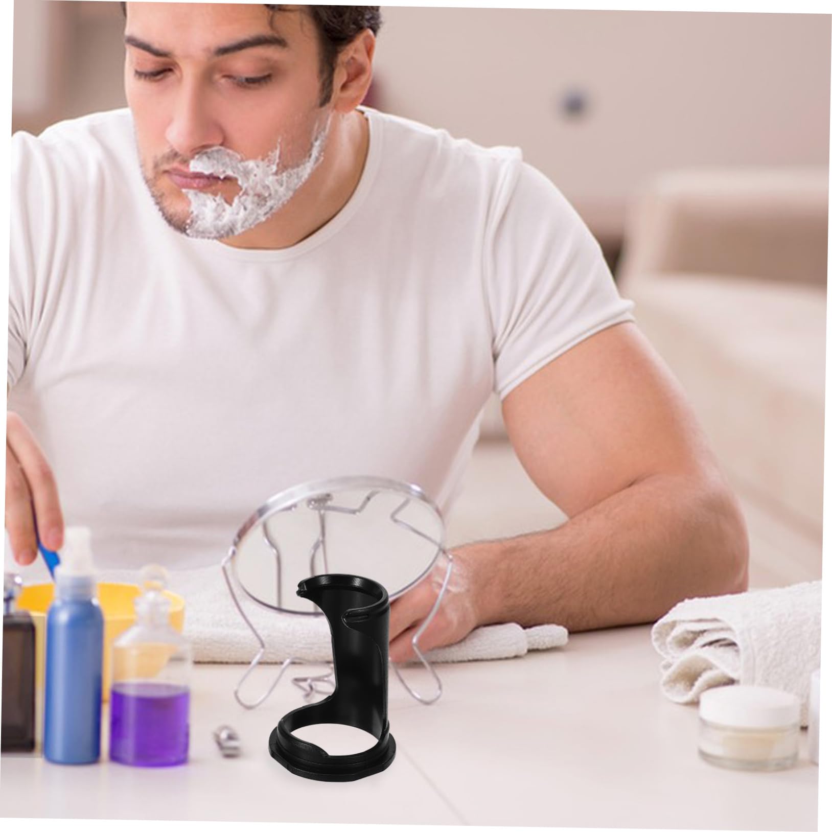 FOMIYES 2pcs Shaving Brush Stand Razor Holder for Men Compact Razor Storage Stand Beard Brush Organizer