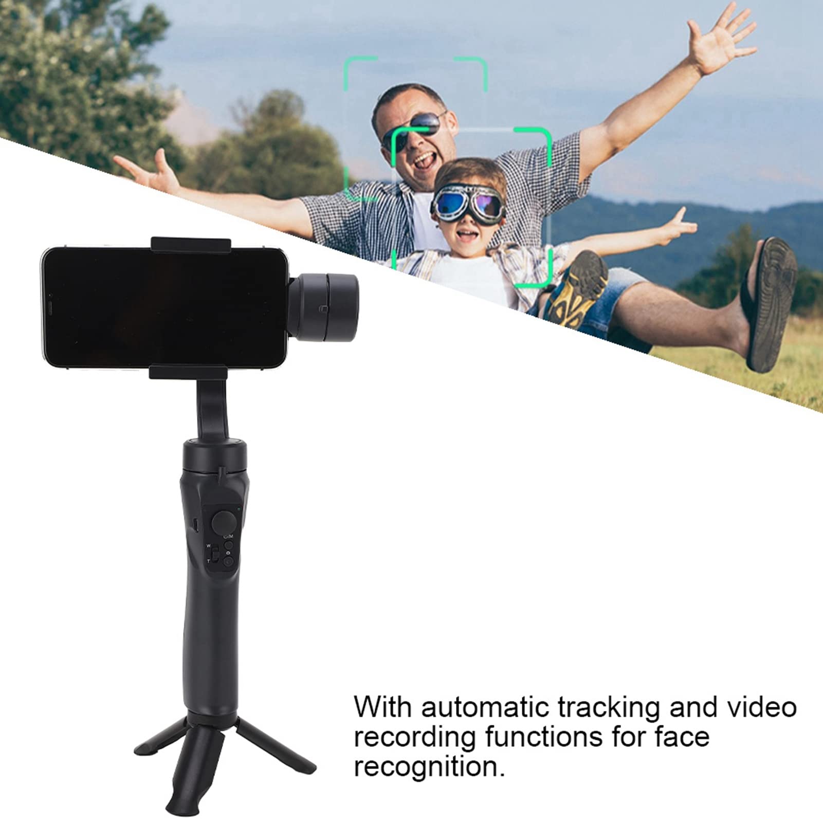 Ausla Estabilizador de Teléfono de 3 Ejes Cardán de Mano ABS con Seguimiento Automático Reconocimiento Facial Modo Panorámico de 2200 MAh para Vlog Live Stream Travel Smartphones iOS