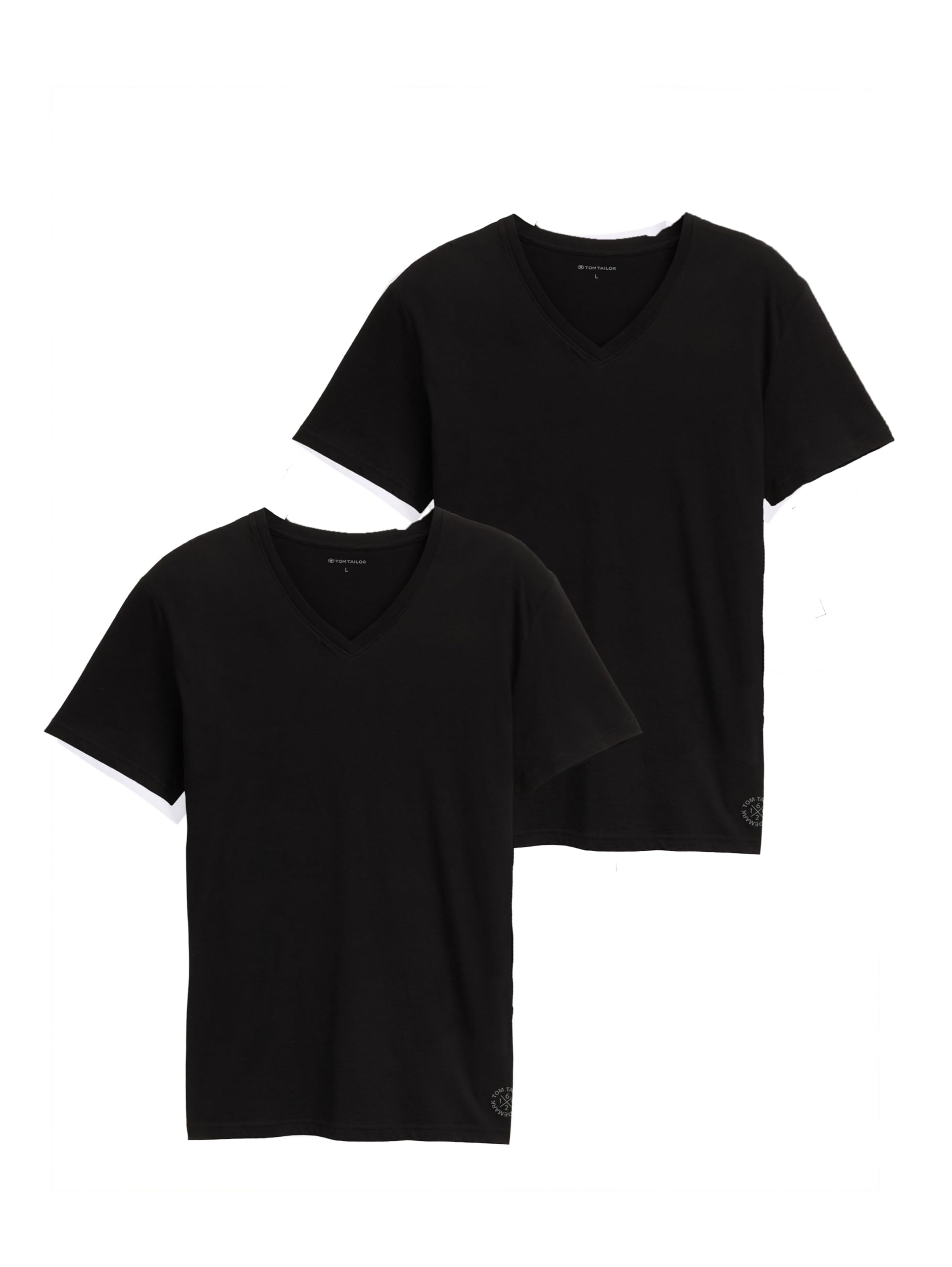 TOM TAILOR 1008639, Maglietta Basic in Confezione Doppia con Scollo a V Uomo, Nero (Black 29999), 3XL