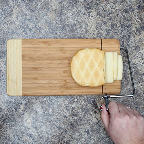 Tabla para queso de bambú con cortador de acero inoxidable miniatura 4