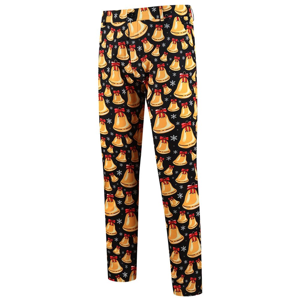 Generisch Tuta natalizia da uomo, 2 pezzi, slim fit, stampa 3D, divertente, da uomo, per matrimonio, per Natale, feste, costume di Natale