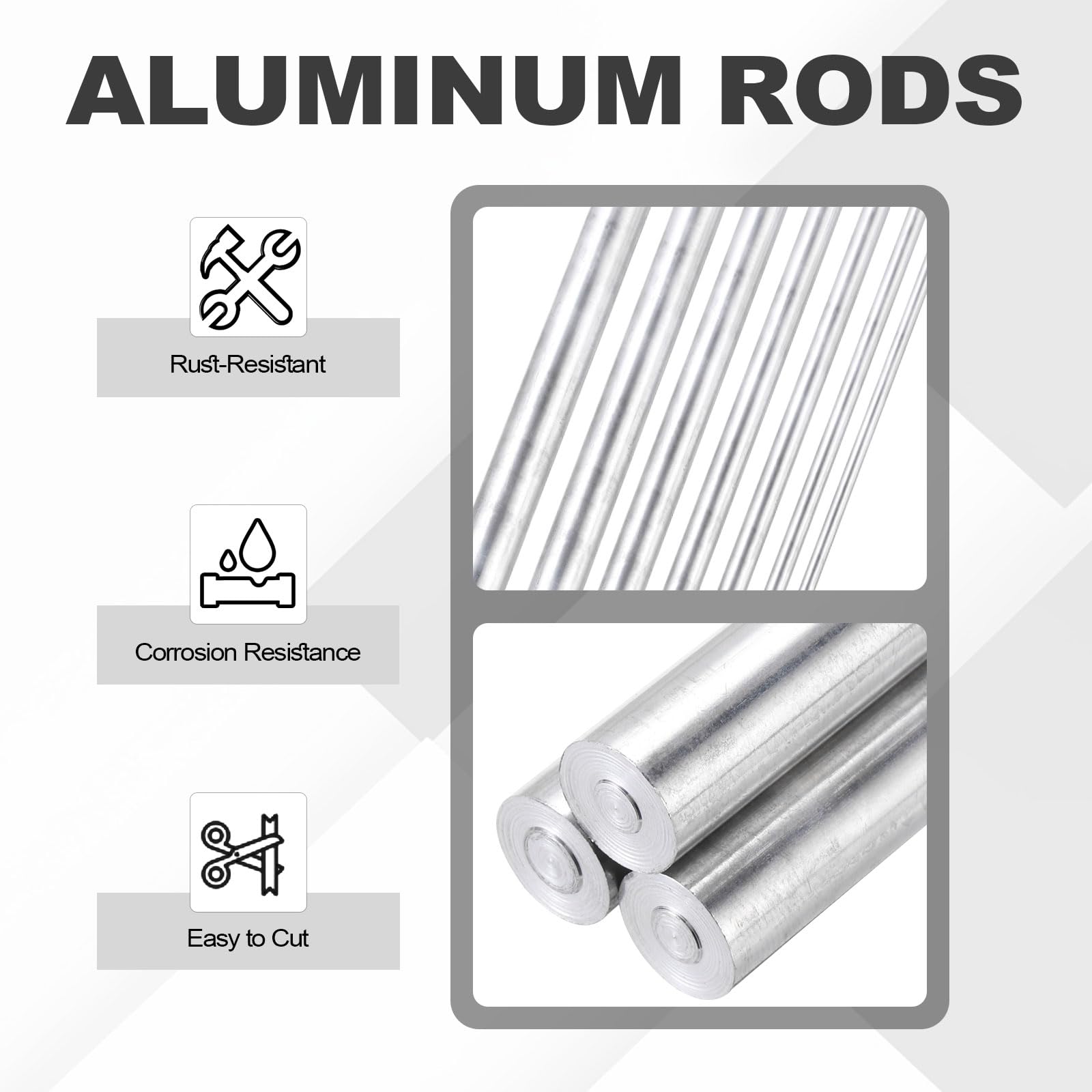 QUARKZMAN Aluminiowy pręt okrągły, 12 mm x 300 mm, 6061, aluminiowy drążek z litego metalu, pręt obrotowy do samodzielnego wykonania samochodu (odcień srebrny)