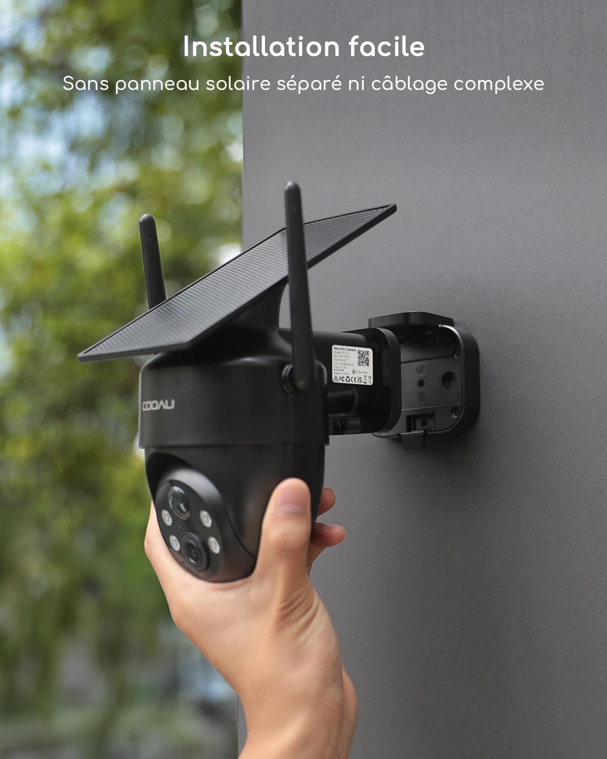 COOAU Caméra Surveillance WiFi Extérieure sans Fil 3MP 360° PTZ, Wi-Fi 6, Détection PIR, IP66