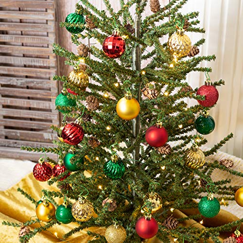 Ki Store Green Christmas Balls 34Pcs 1.57-Inch Small Christmas Tree Decoration Ornaments For Xmas Tree Holiday Wreath Garland Decor Ornaments Hooks Included #TOP3