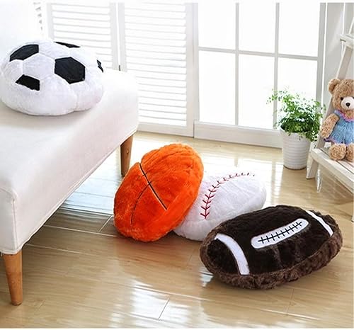 Miniatura 9 de Paquete de 2 pelotas deportivas de peluche de 13.8 pulgadas, cojín de felpa de baloncesto, suave y duradero, cojín de fútbol para dormir, almohada