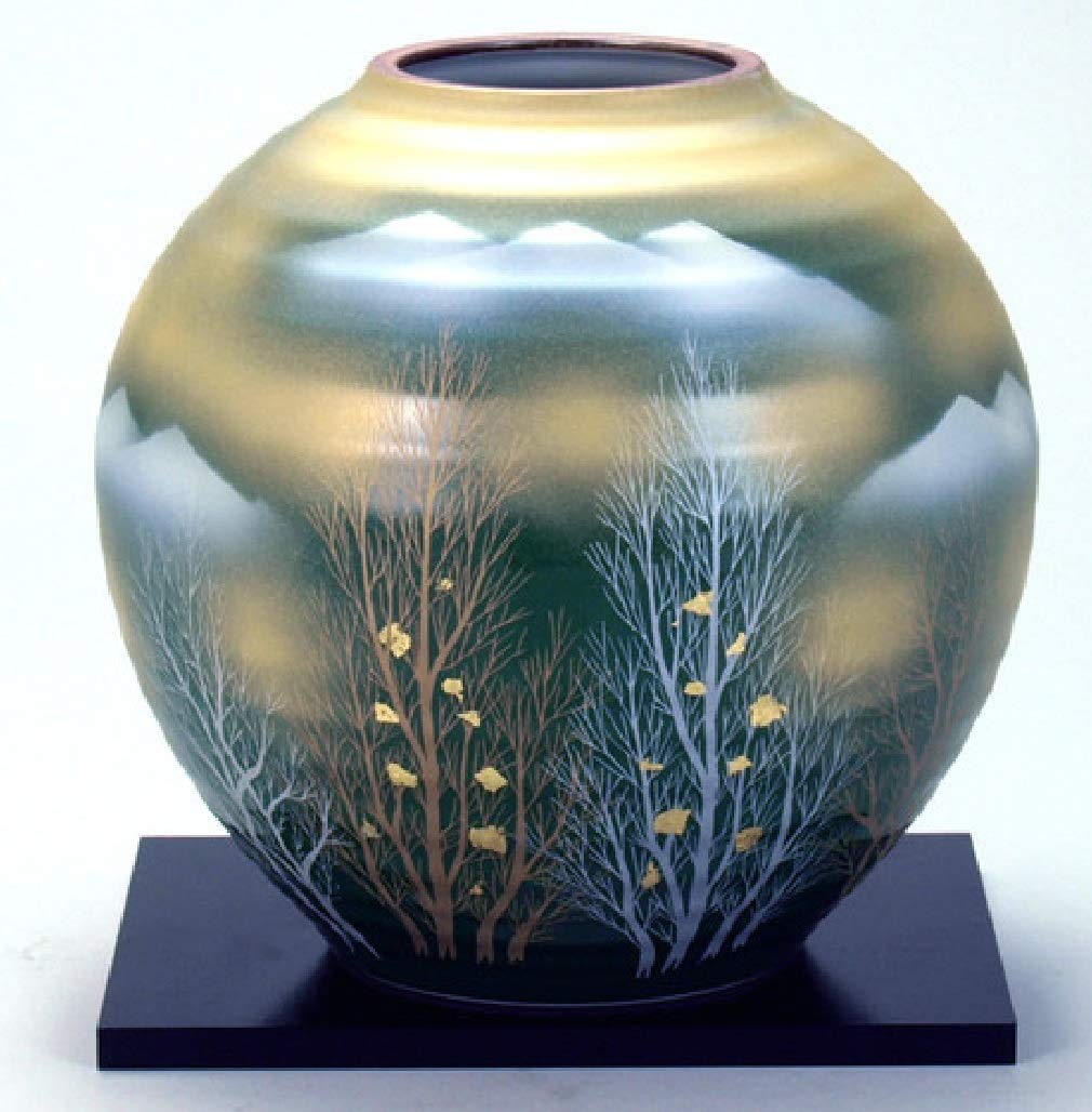 Amazon.co.jp: 九谷焼 6号花瓶 金箔木立連山 N166-02 : ホーム＆キッチン