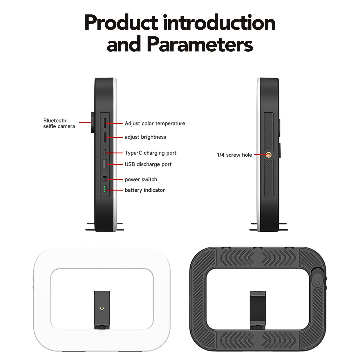 Smartphone Ring Selfie Light Kit Handheld LED Mobile Video Stabilizer Fill Lighting Rig Lights Built-in 8000mAh Battery Rechargeable for Phone Camera, YouTube, TIK tok Video Recording, Make up