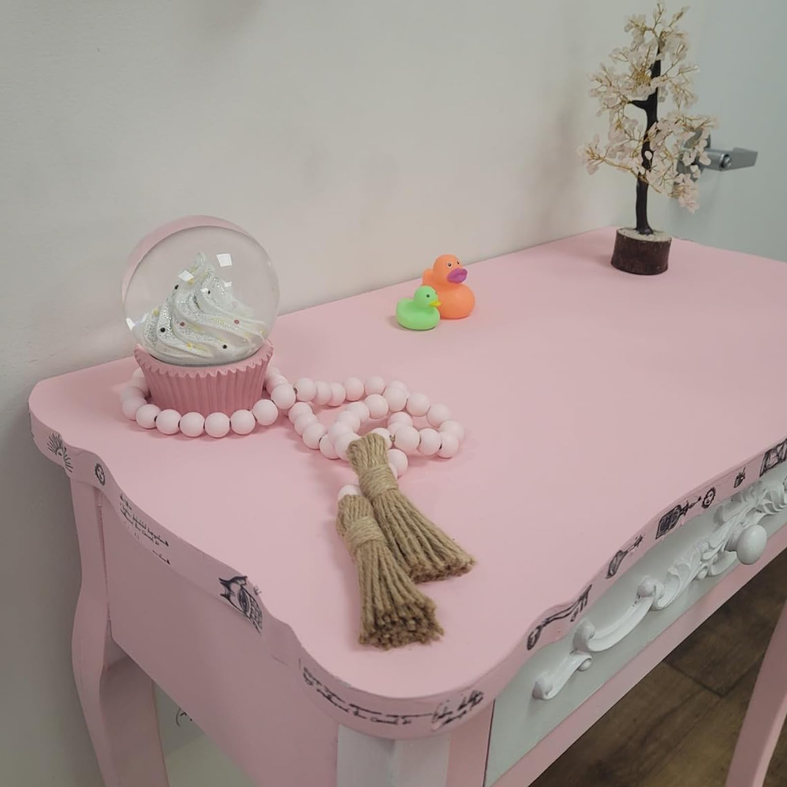 ZOENHOU Lot de 5 guirlandes de perles en bois avec pompons - 145 cm - Décoration créative rustique pour maison de campagne - Décoration à suspendre au sapin de Noël