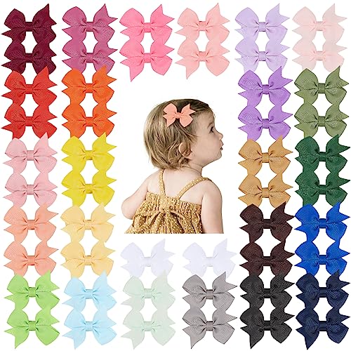 Image of 50PCS 2 Inch Baby Hair Bows Clips for Girls Grosgrain Ribbon Fully Lined Infant Hair Clips Accessories for Baby Girls Newborns Toddler in Pairs