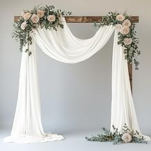Wedding Arch Draping Fabric 1 Panel 28.7" x 20FT Ivory Sheer Chiffon Backdrop Drapes for Wedding Ceremony Birthday Party Bridal Shower Outdoor Decoration